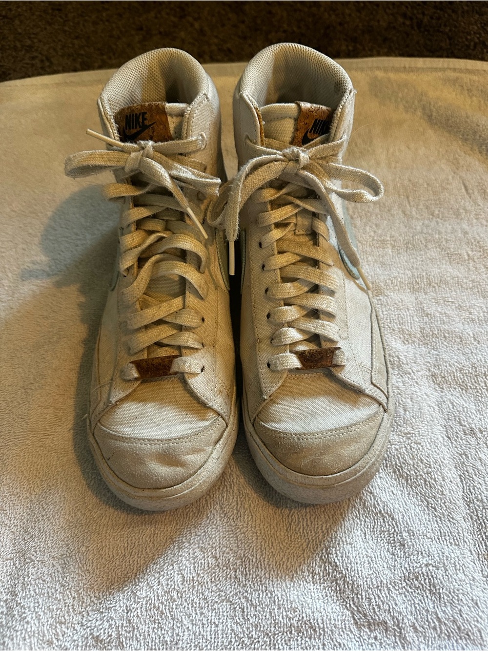Nike High-Top Sneakers in Off-White/Tan
